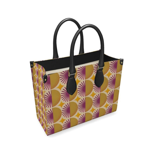 Floral Sun Leather Shopper Bag