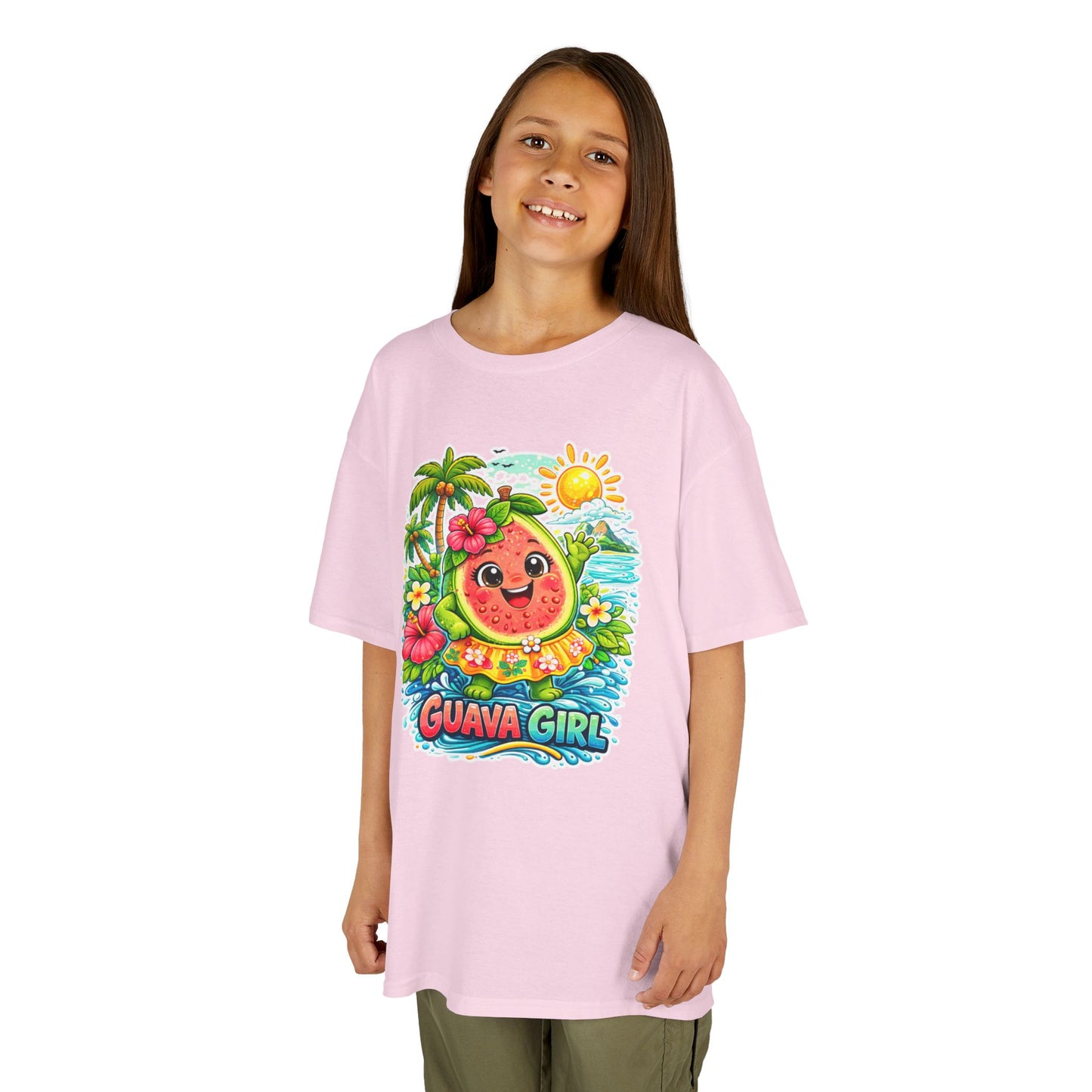 Kids T-Shirt — Cute 'Guava Girl' Tropical Fruit Cartoon Tee