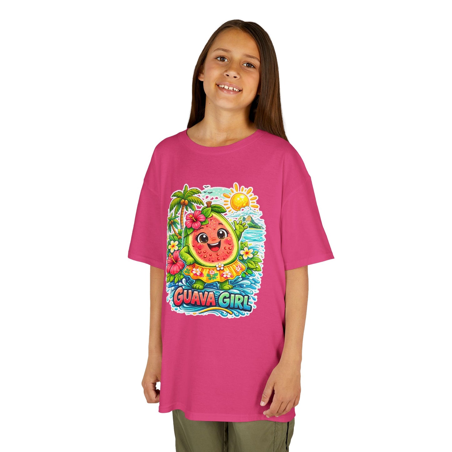 Kids T-Shirt — Cute 'Guava Girl' Tropical Fruit Cartoon Tee