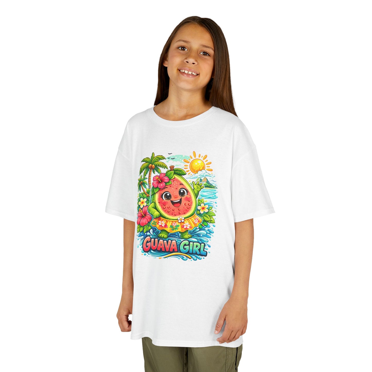 Kids T-Shirt — Cute 'Guava Girl' Tropical Fruit Cartoon Tee