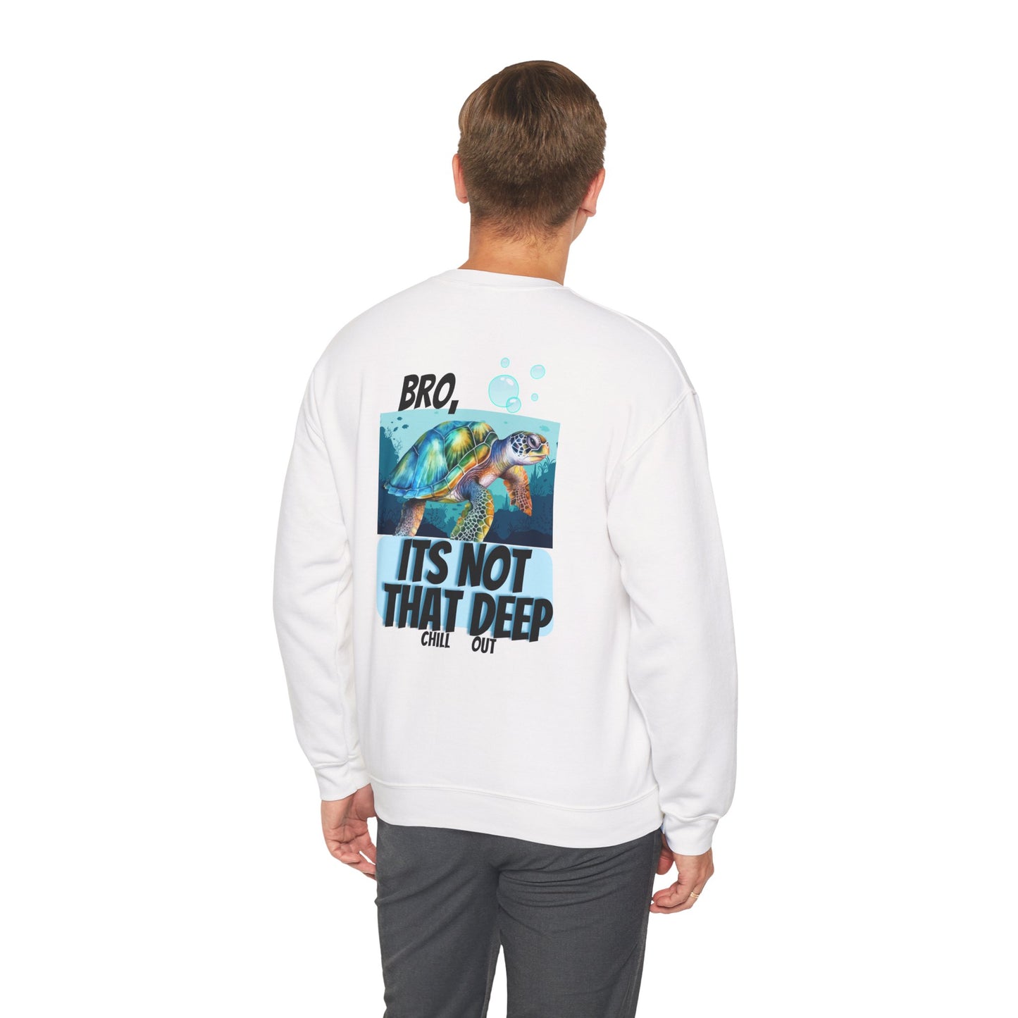 Blue Ocean Turtle It's Not That Deep (Back Design) Unisex Heavy Blend™ Crewneck Sweatshirt