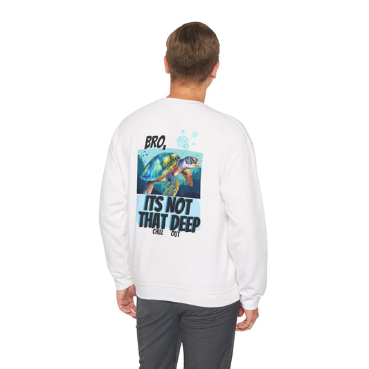 Blue Ocean Turtle It's Not That Deep (Back Design) Unisex Heavy Blend™ Crewneck Sweatshirt