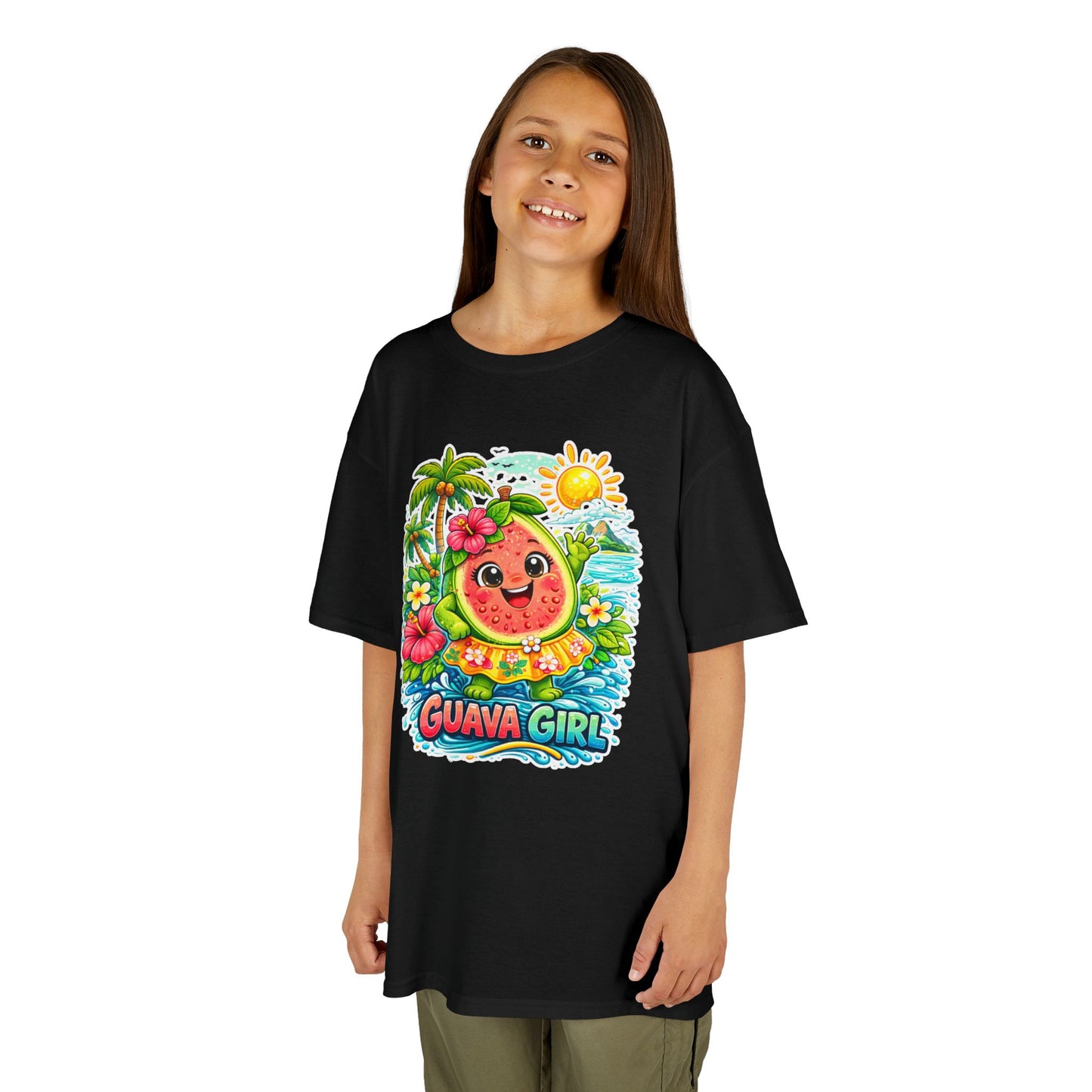 Kids T-Shirt — Cute 'Guava Girl' Tropical Fruit Cartoon Tee