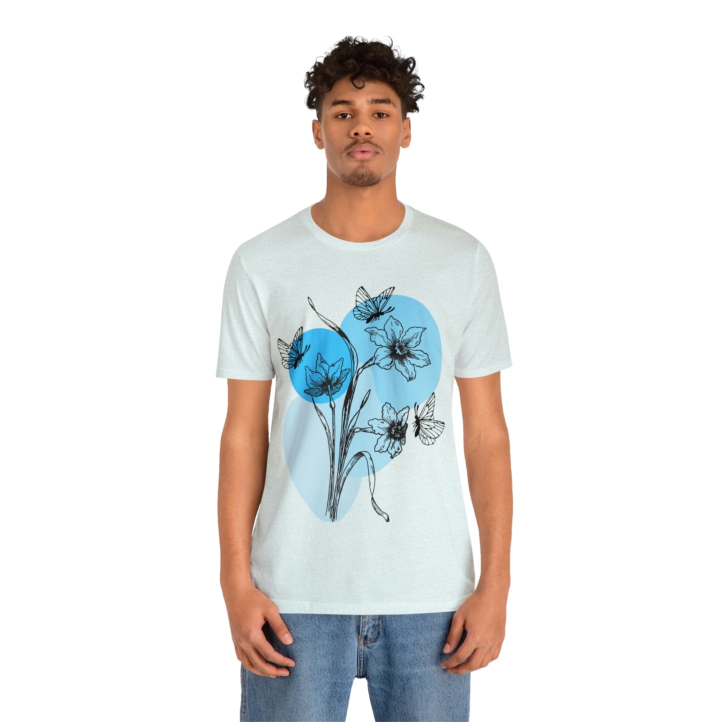 Blue Themed Line Art Unisex Jersey Short Sleeve Tee