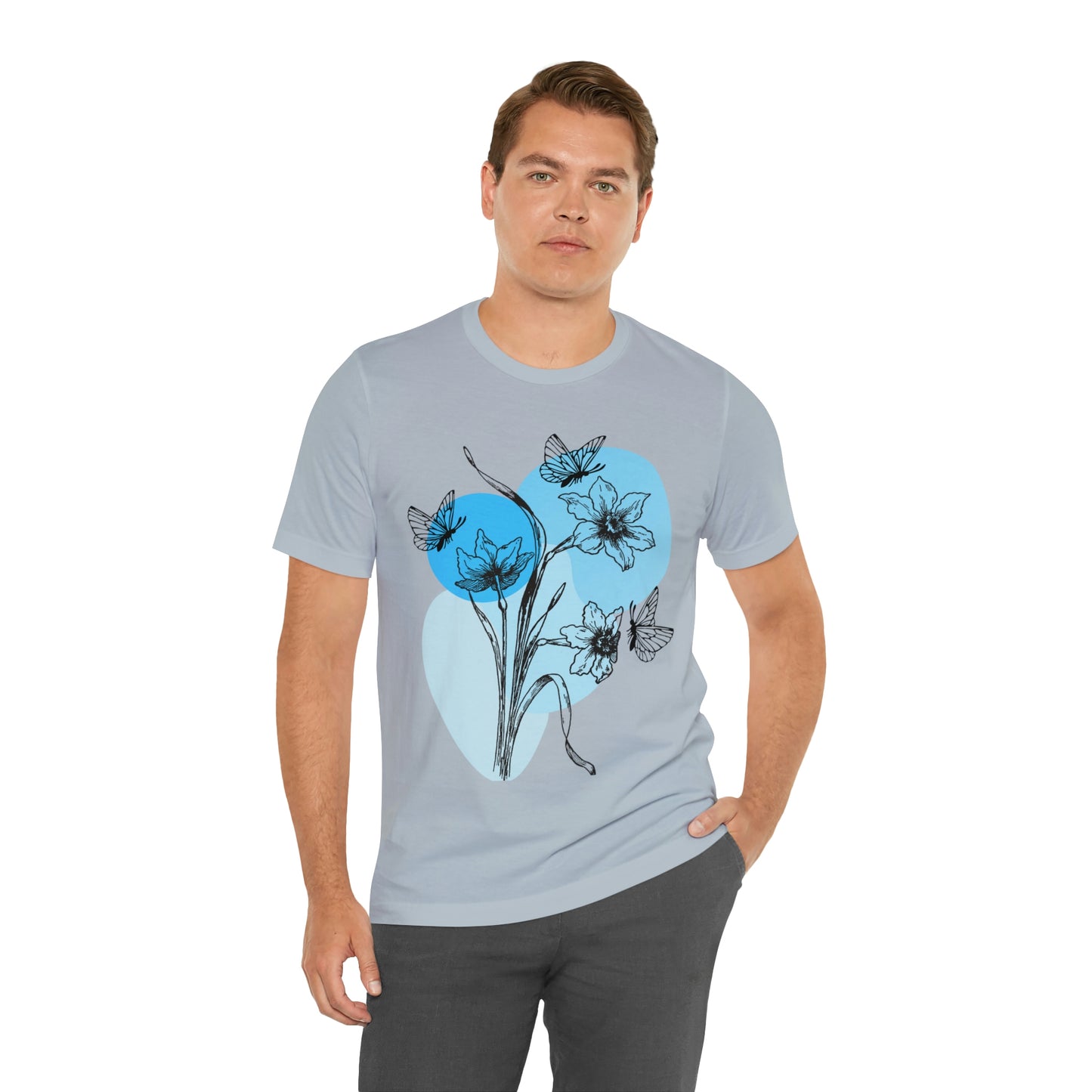 Blue Themed Line Art Unisex Jersey Short Sleeve Tee