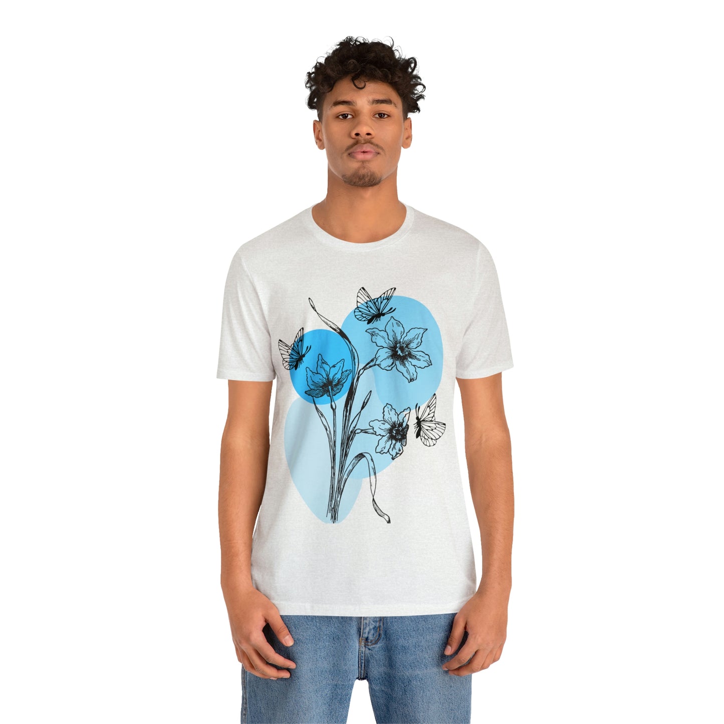 Blue Themed Line Art Unisex Jersey Short Sleeve Tee