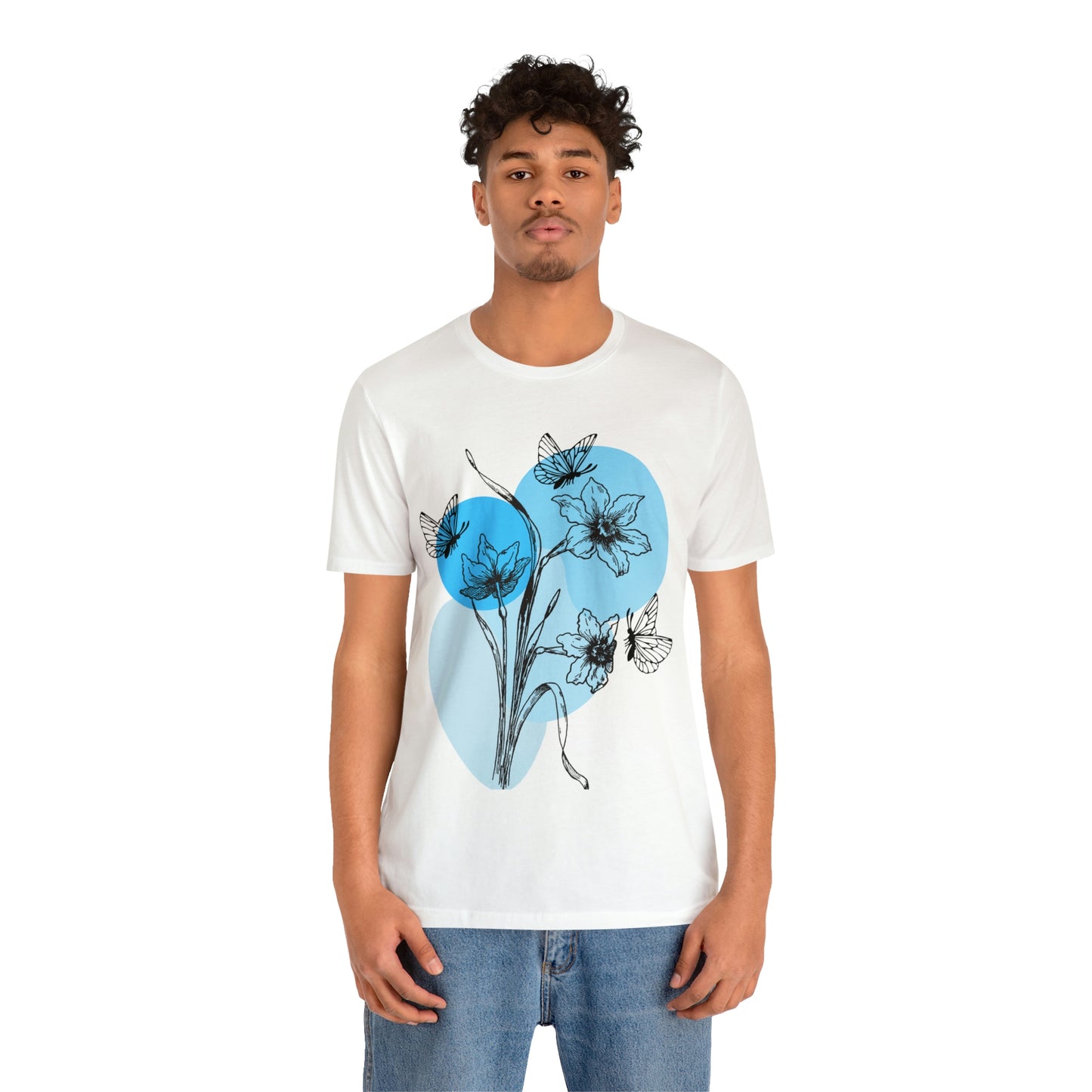 Blue Themed Line Art Unisex Jersey Short Sleeve Tee