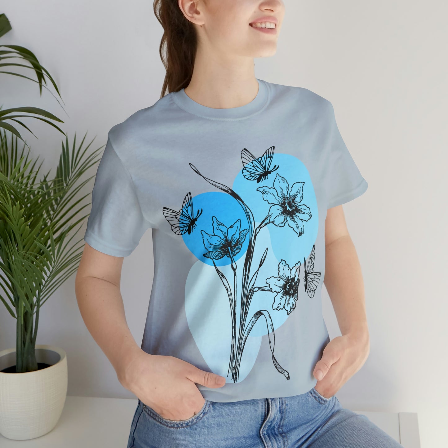 Blue Themed Line Art Unisex Jersey Short Sleeve Tee