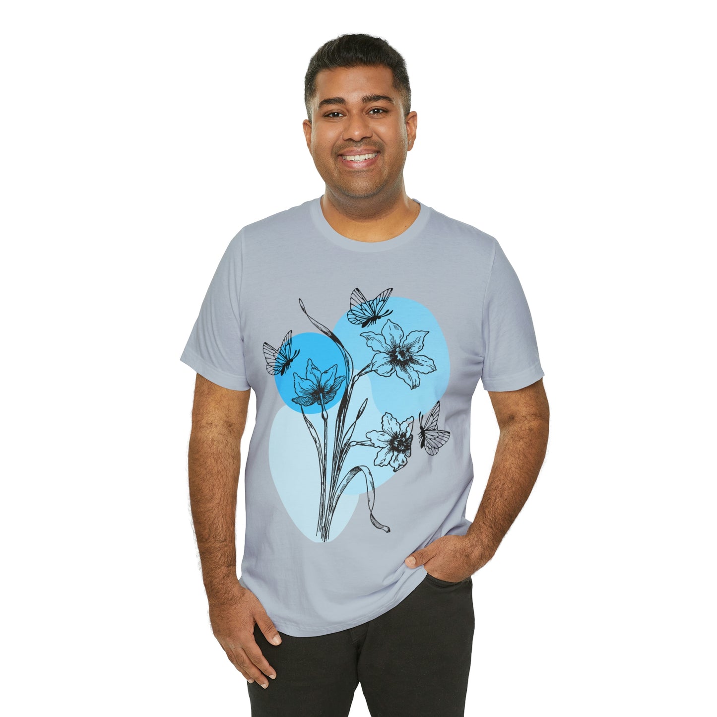 Blue Themed Line Art Unisex Jersey Short Sleeve Tee