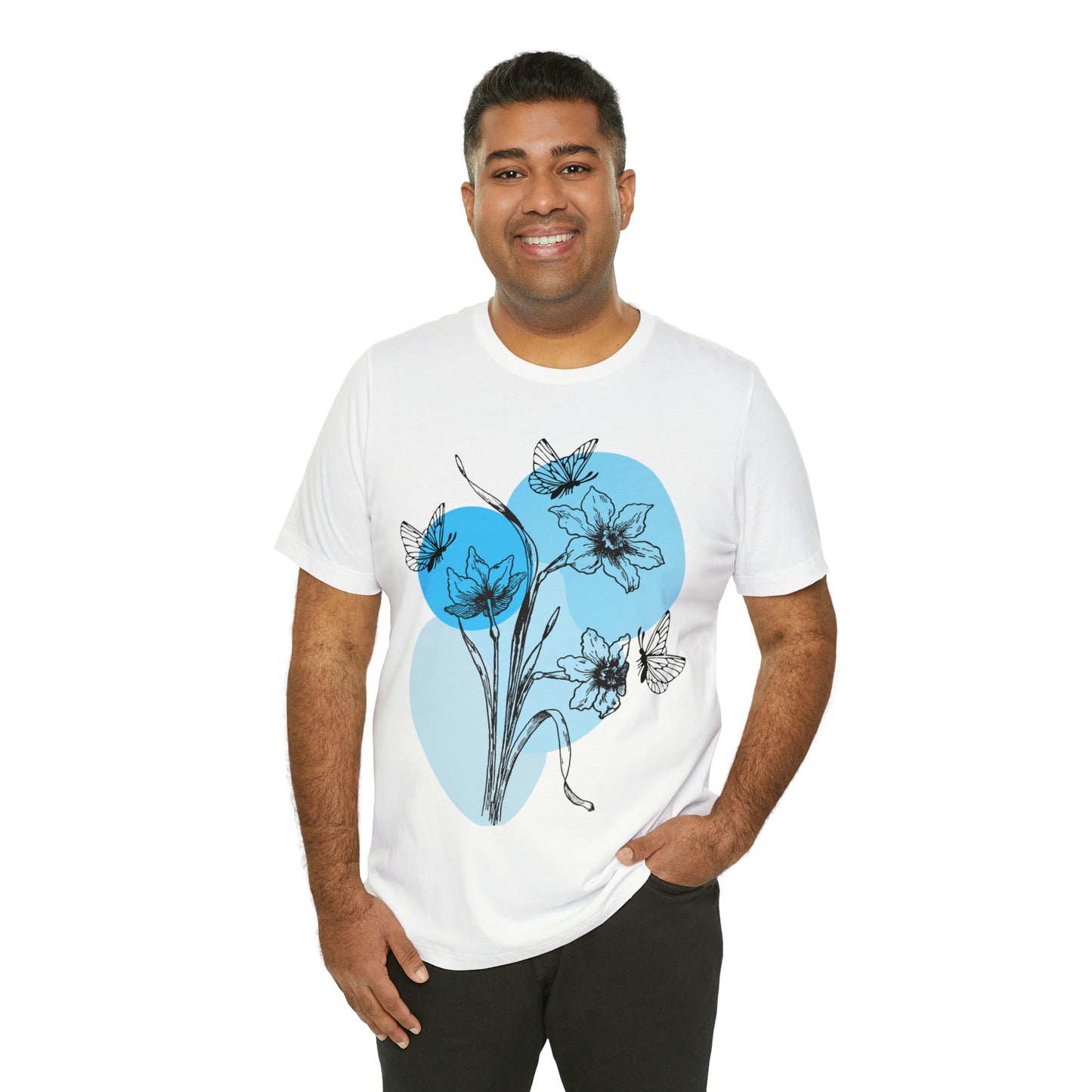 Blue Themed Line Art Unisex Jersey Short Sleeve Tee