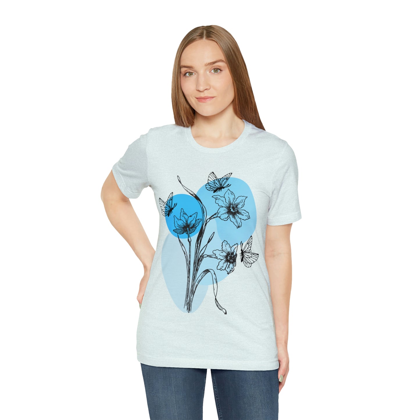 Blue Themed Line Art Unisex Jersey Short Sleeve Tee