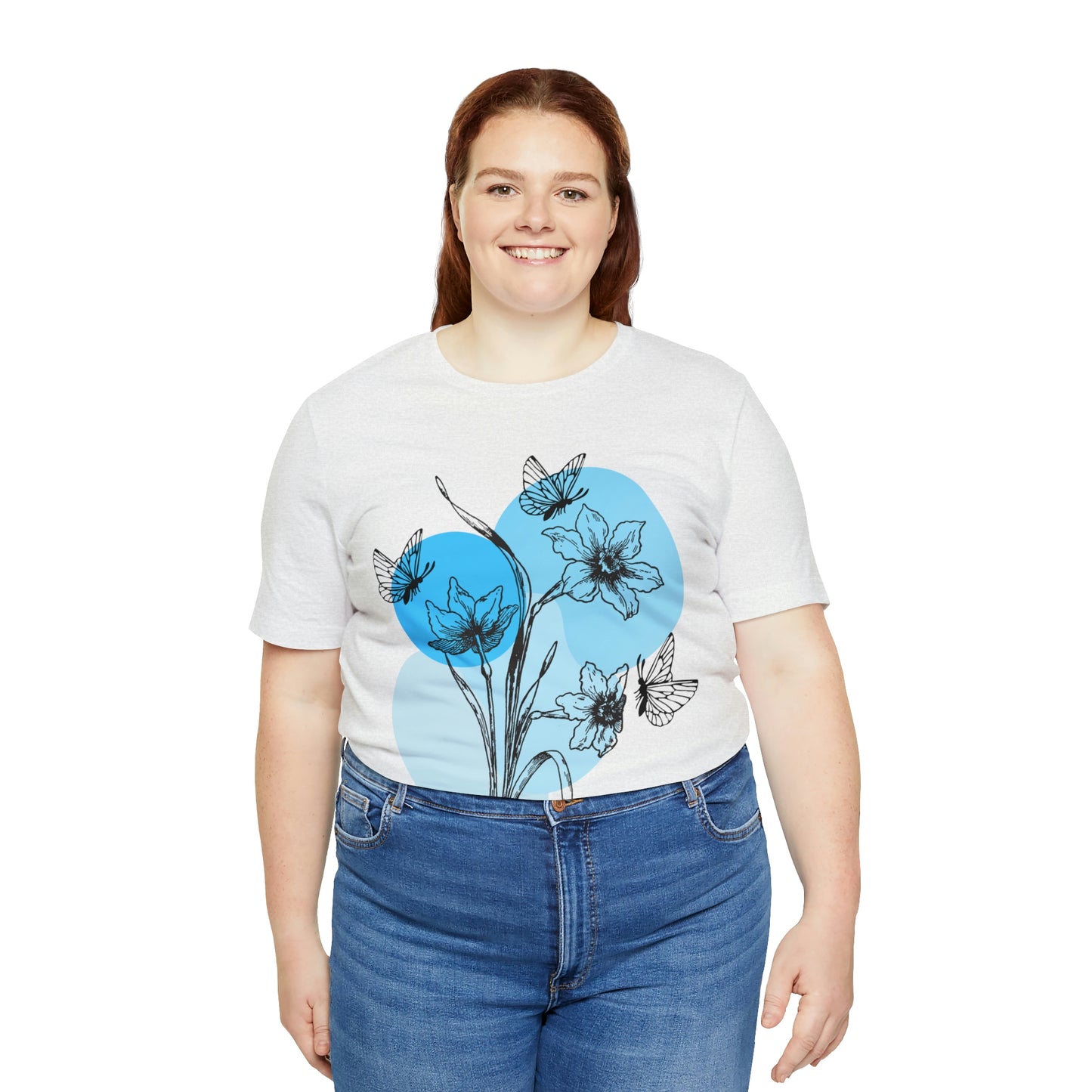 Blue Themed Line Art Unisex Jersey Short Sleeve Tee