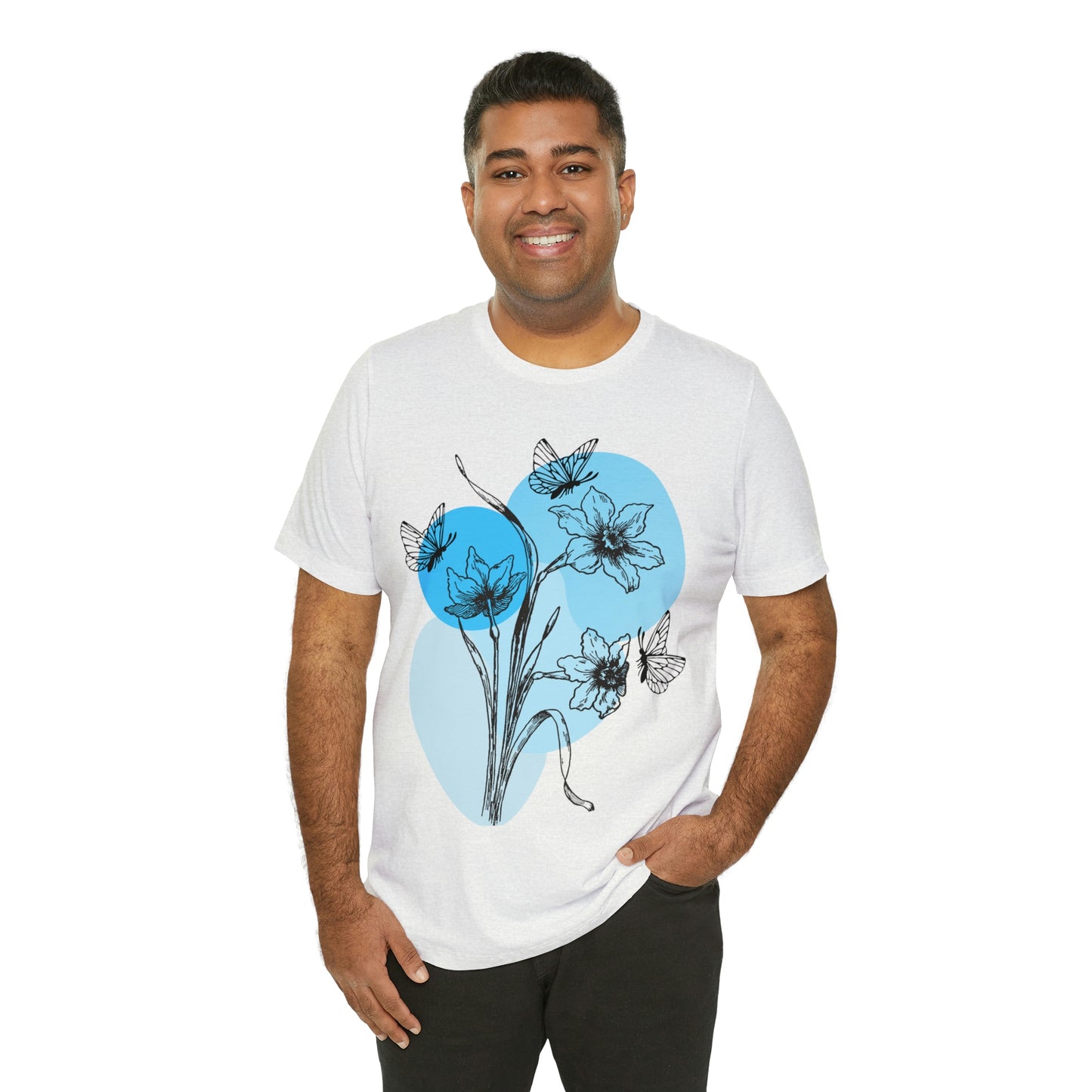 Blue Themed Line Art Unisex Jersey Short Sleeve Tee