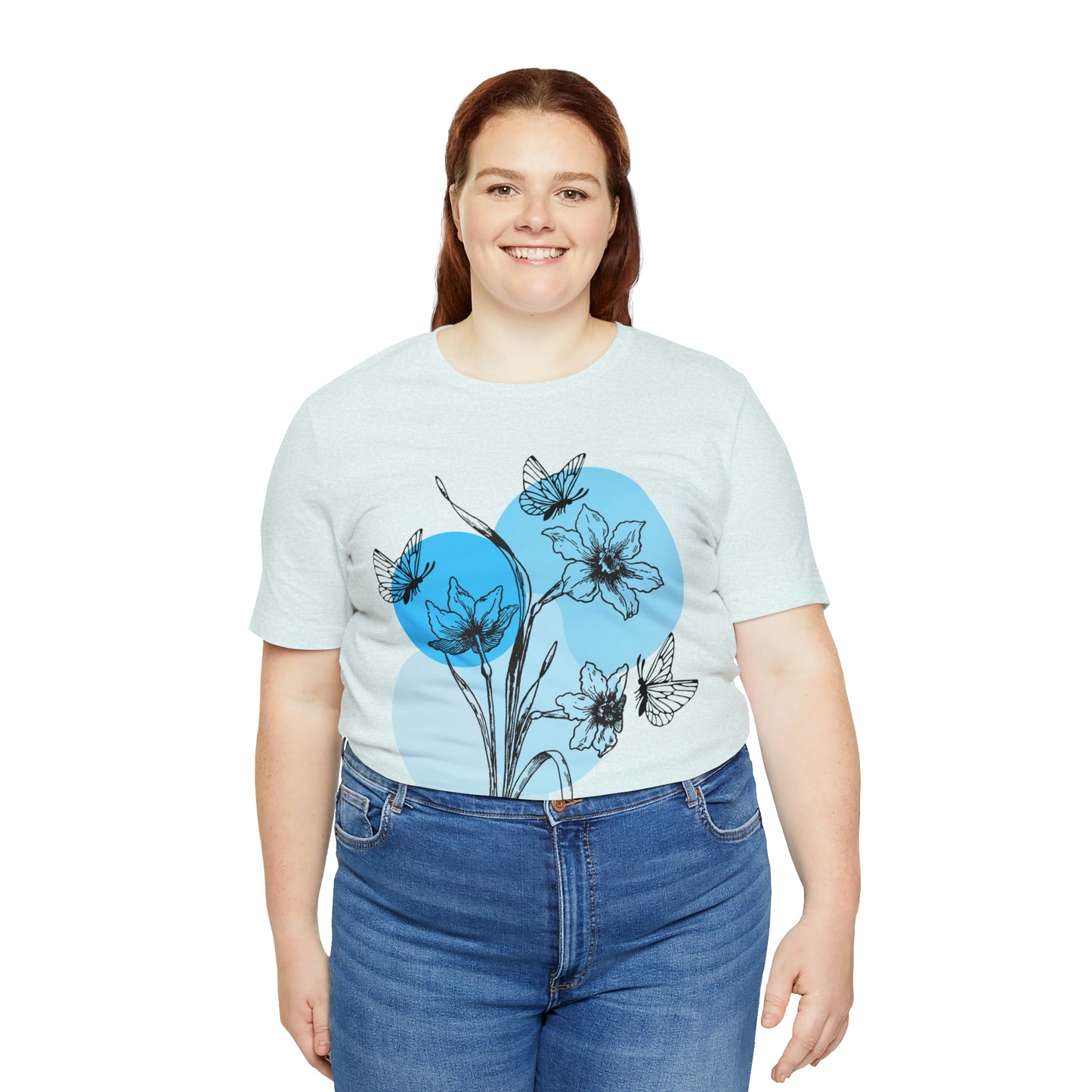Blue Themed Line Art Unisex Jersey Short Sleeve Tee