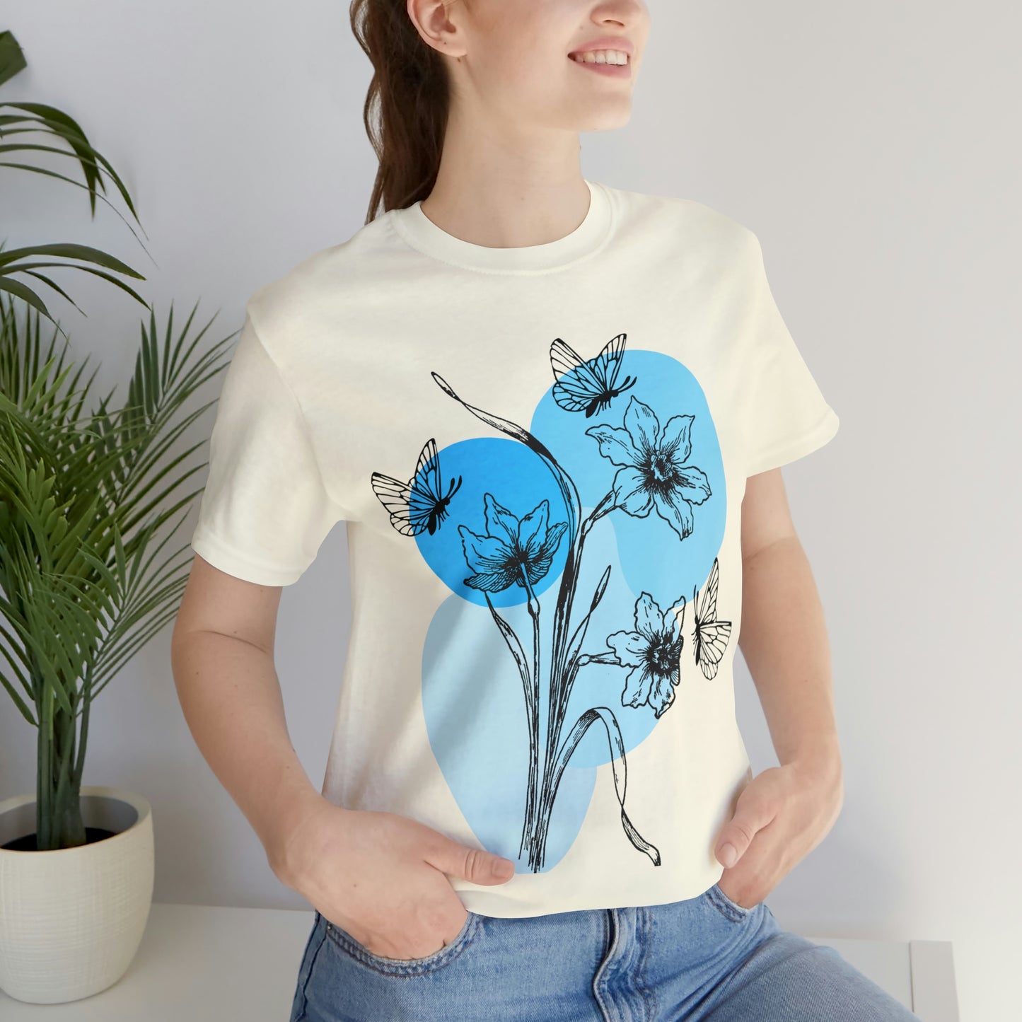 Blue Themed Line Art Unisex Jersey Short Sleeve Tee