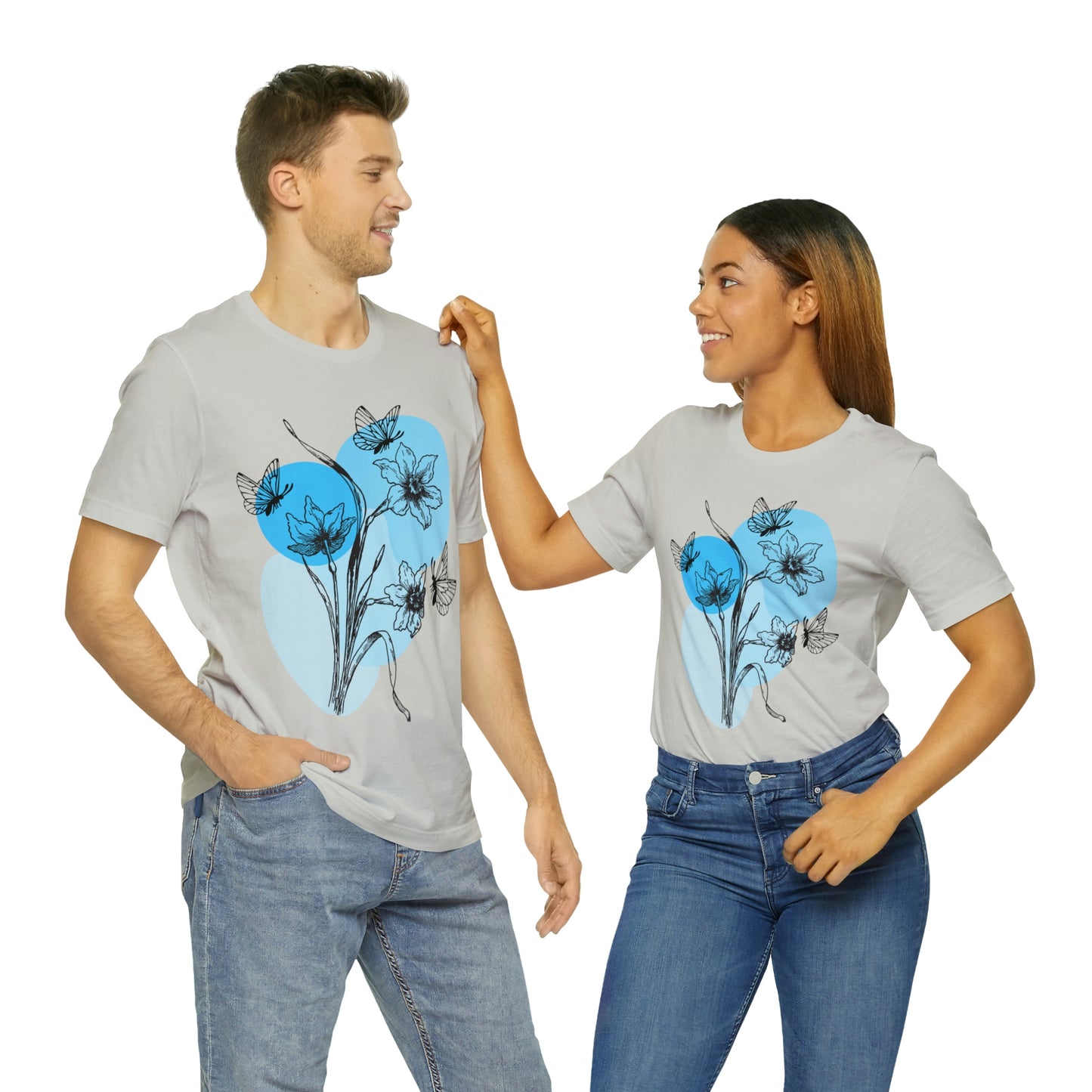 Blue Themed Line Art Unisex Jersey Short Sleeve Tee