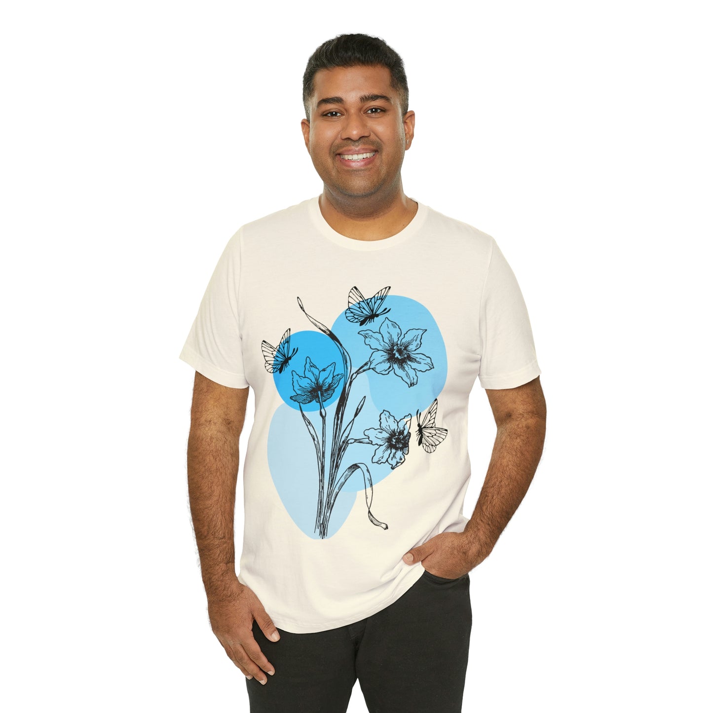 Blue Themed Line Art Unisex Jersey Short Sleeve Tee