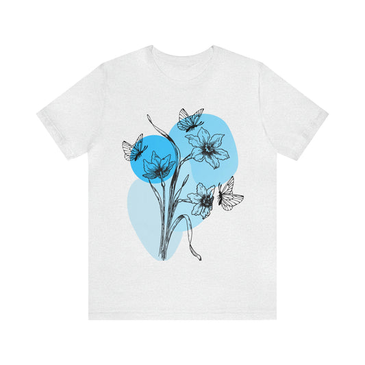 Blue Themed Line Art Unisex Jersey Short Sleeve Tee
