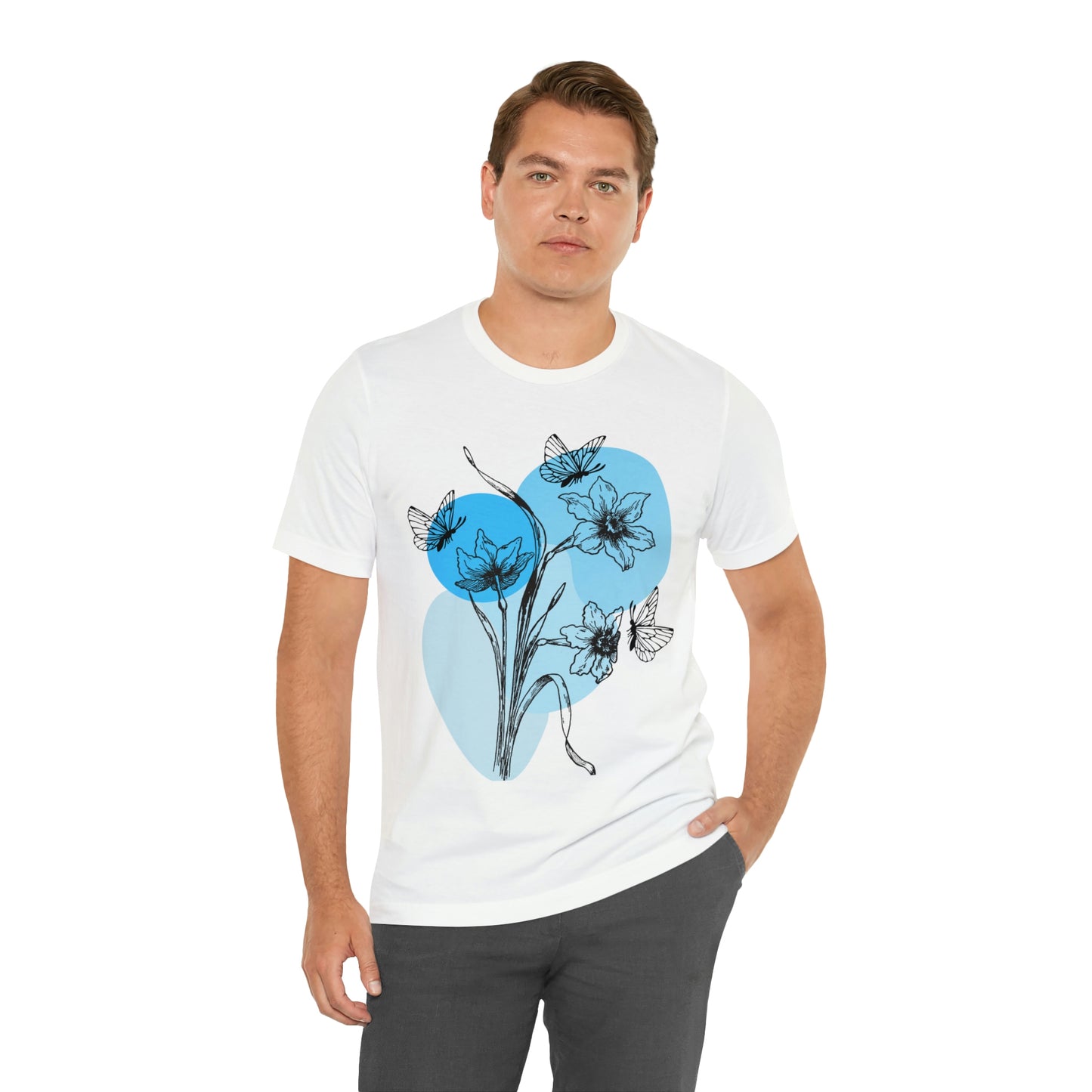 Blue Themed Line Art Unisex Jersey Short Sleeve Tee