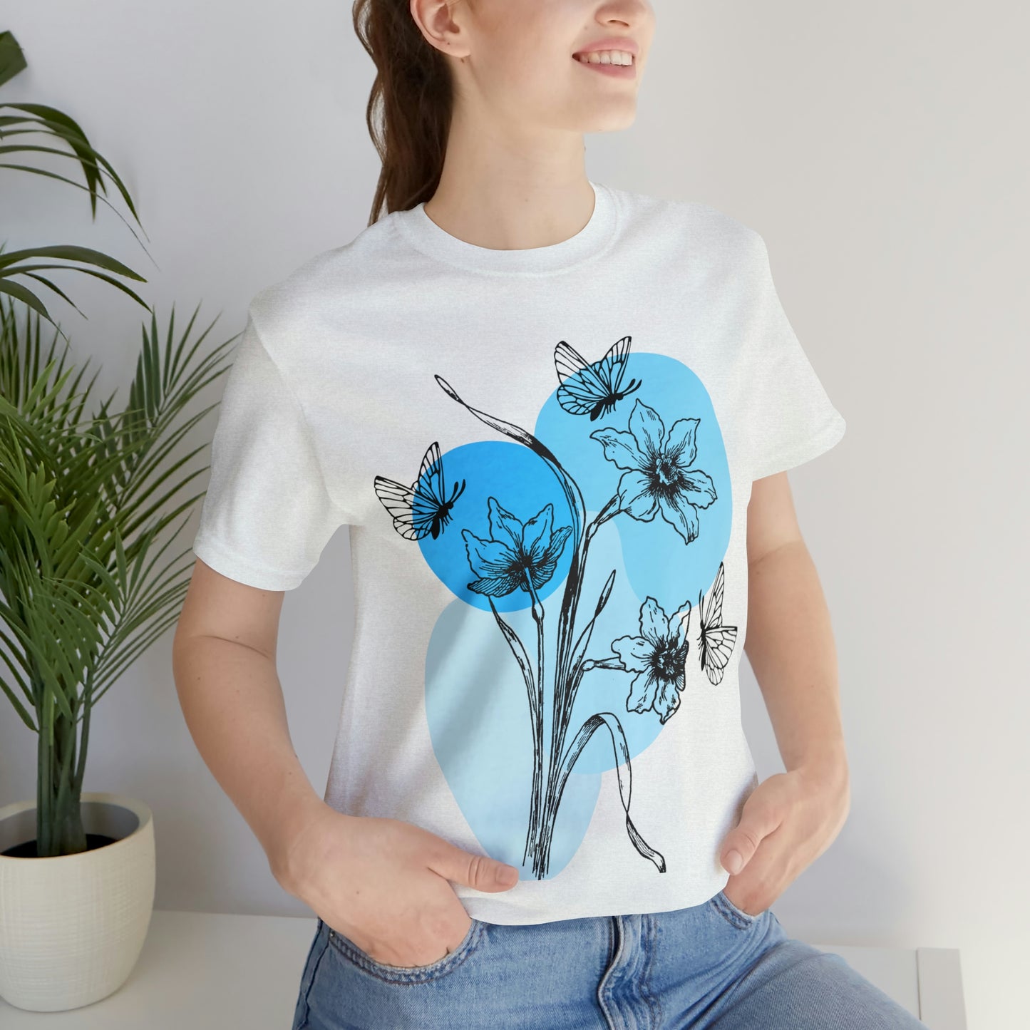 Blue Themed Line Art Unisex Jersey Short Sleeve Tee