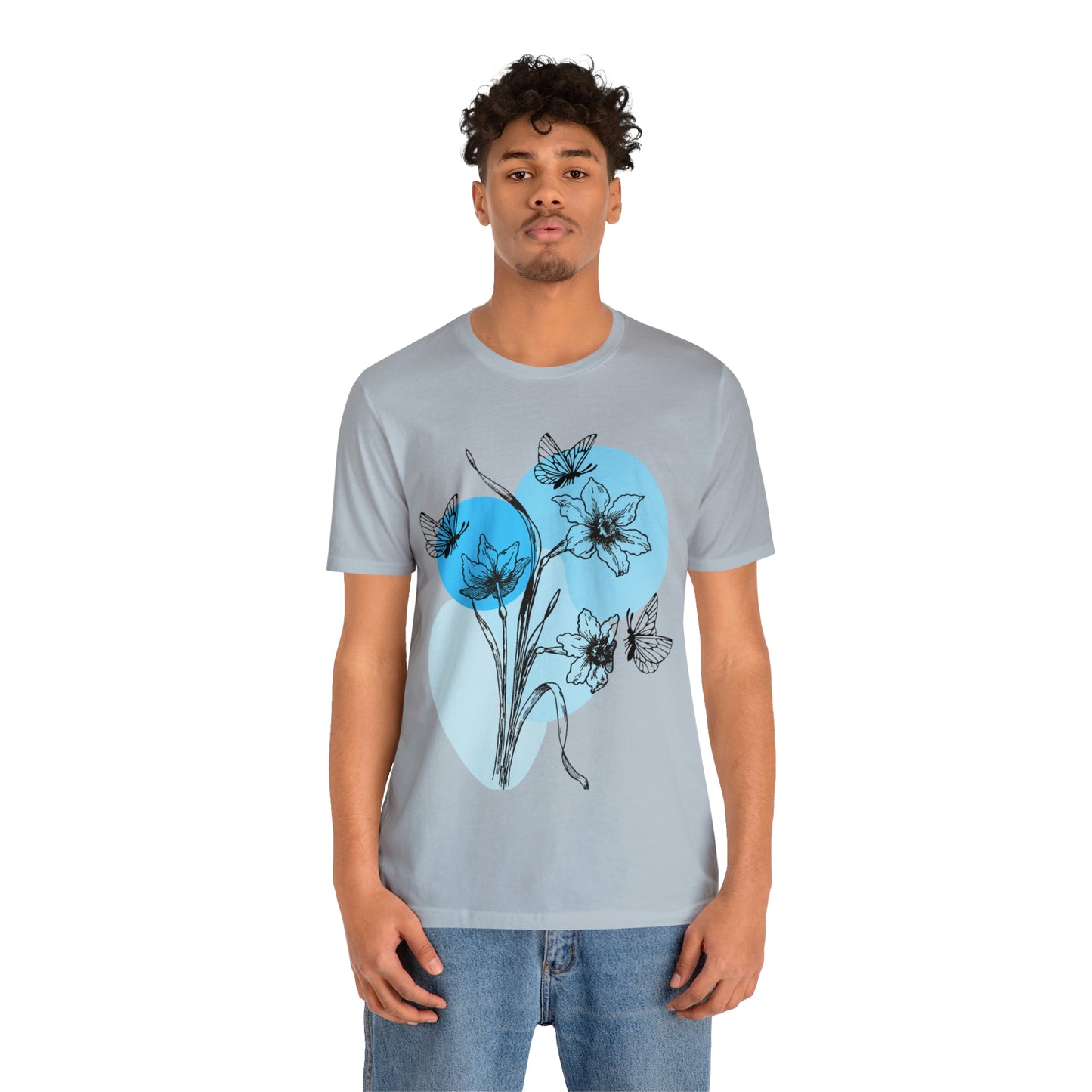 Blue Themed Line Art Unisex Jersey Short Sleeve Tee