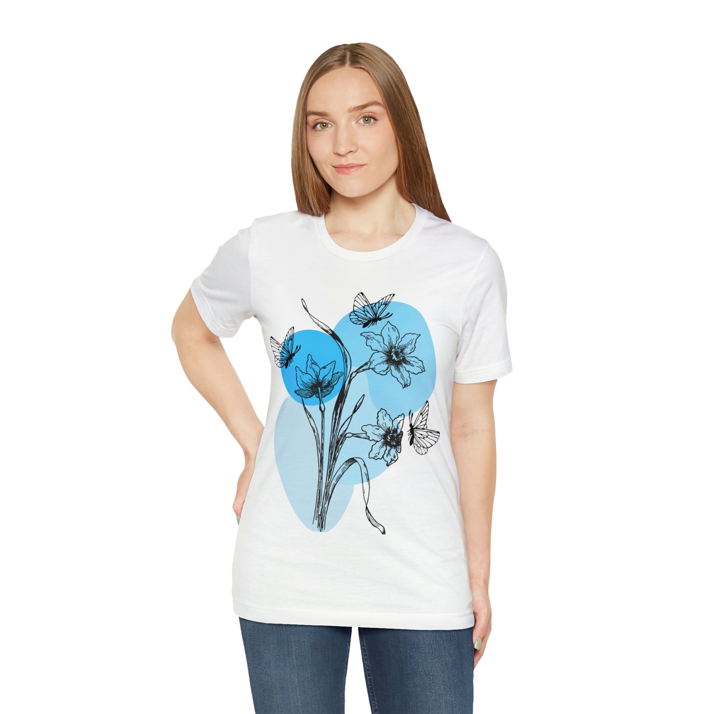 Blue Themed Line Art Unisex Jersey Short Sleeve Tee