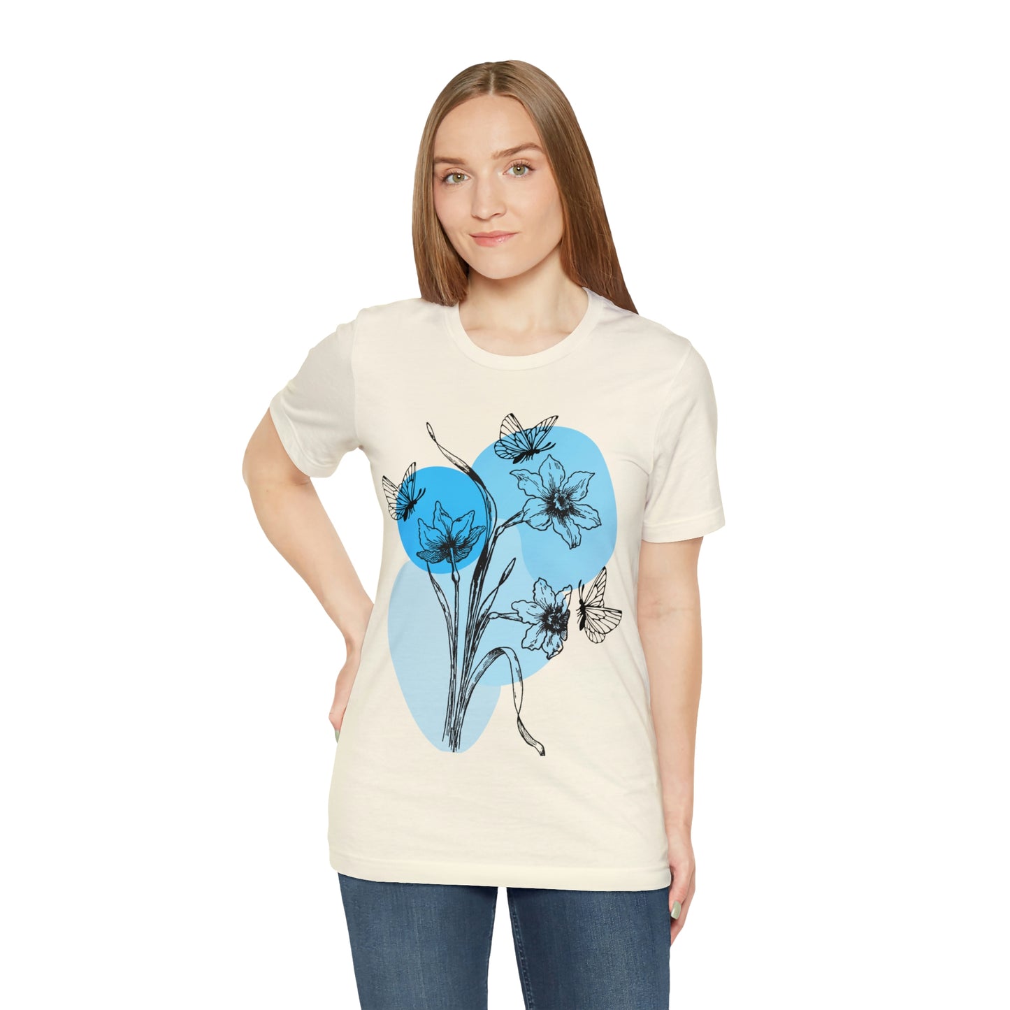 Blue Themed Line Art Unisex Jersey Short Sleeve Tee