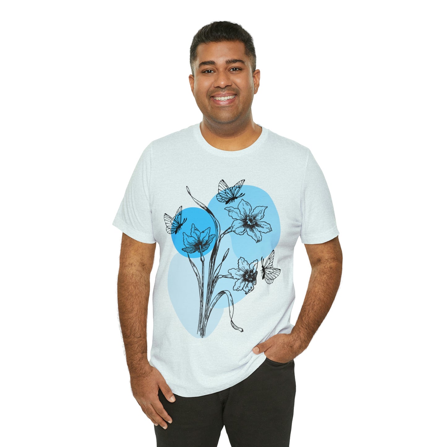 Blue Themed Line Art Unisex Jersey Short Sleeve Tee