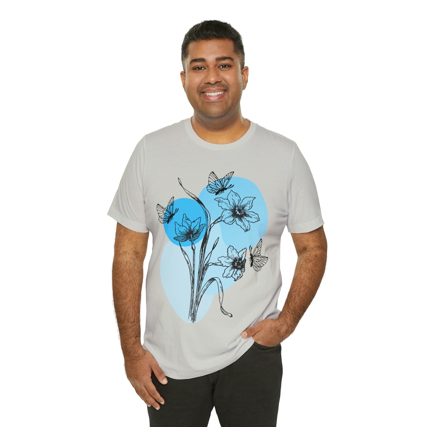 Blue Themed Line Art Unisex Jersey Short Sleeve Tee