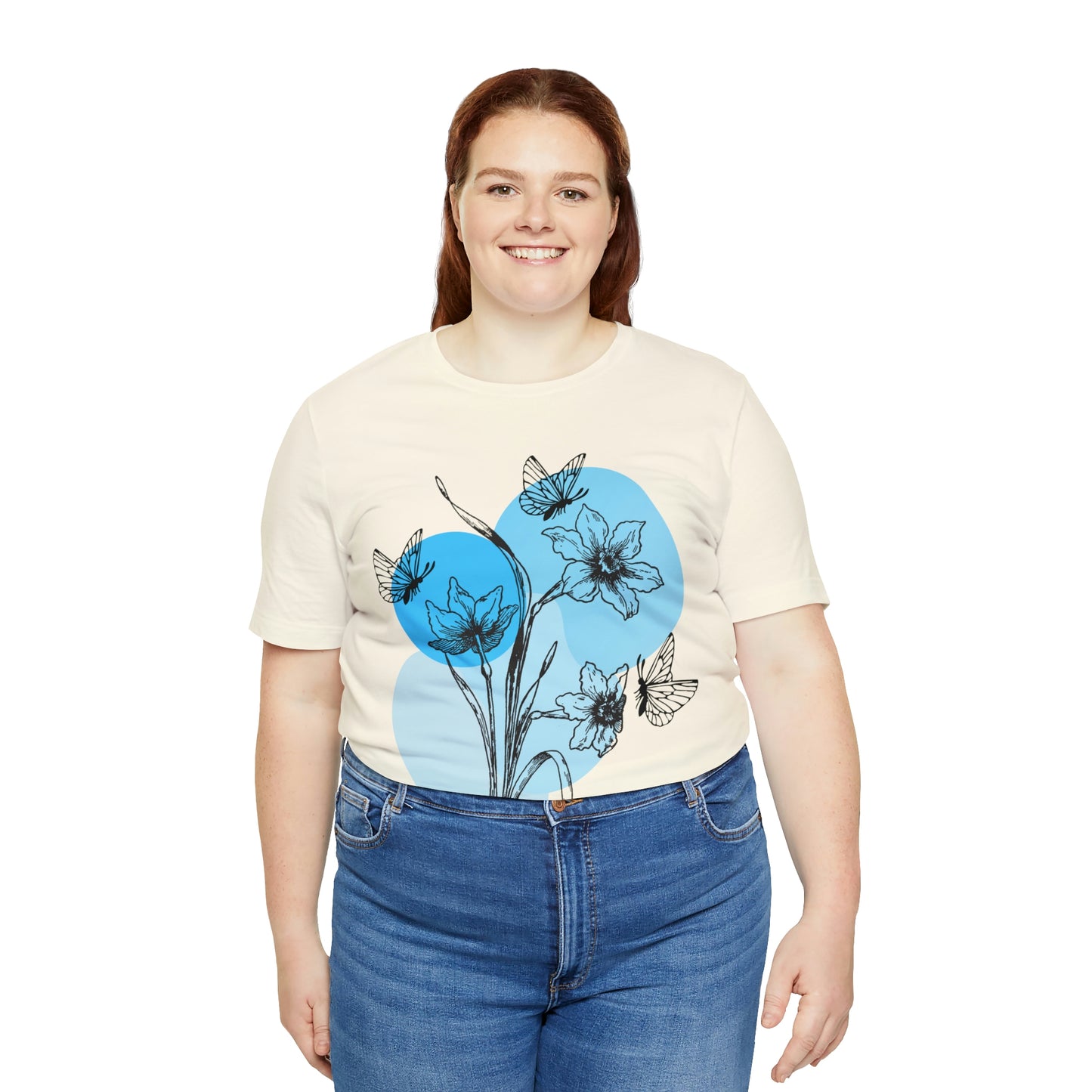 Blue Themed Line Art Unisex Jersey Short Sleeve Tee