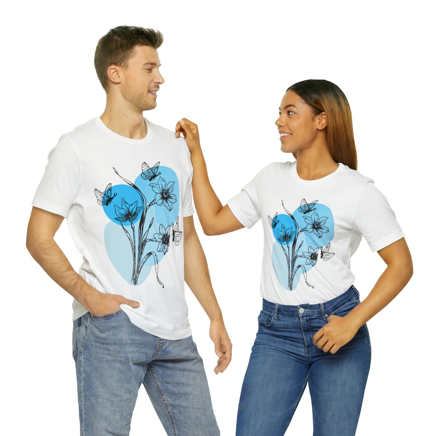 Blue Themed Line Art Unisex Jersey Short Sleeve Tee