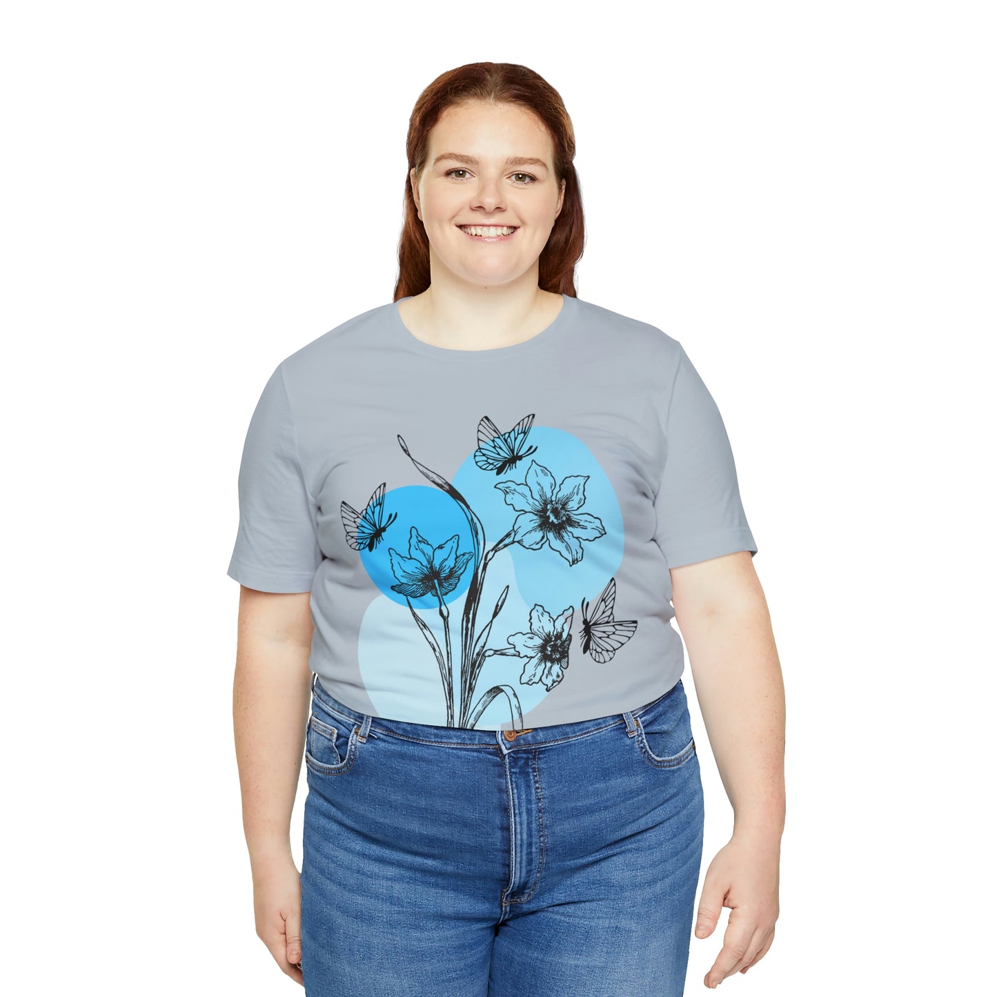 Blue Themed Line Art Unisex Jersey Short Sleeve Tee
