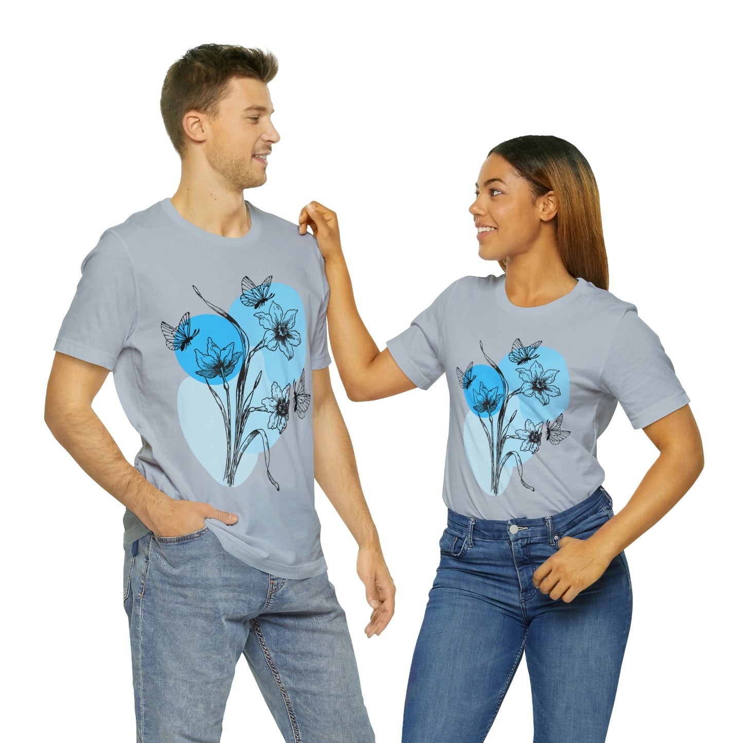 Blue Themed Line Art Unisex Jersey Short Sleeve Tee