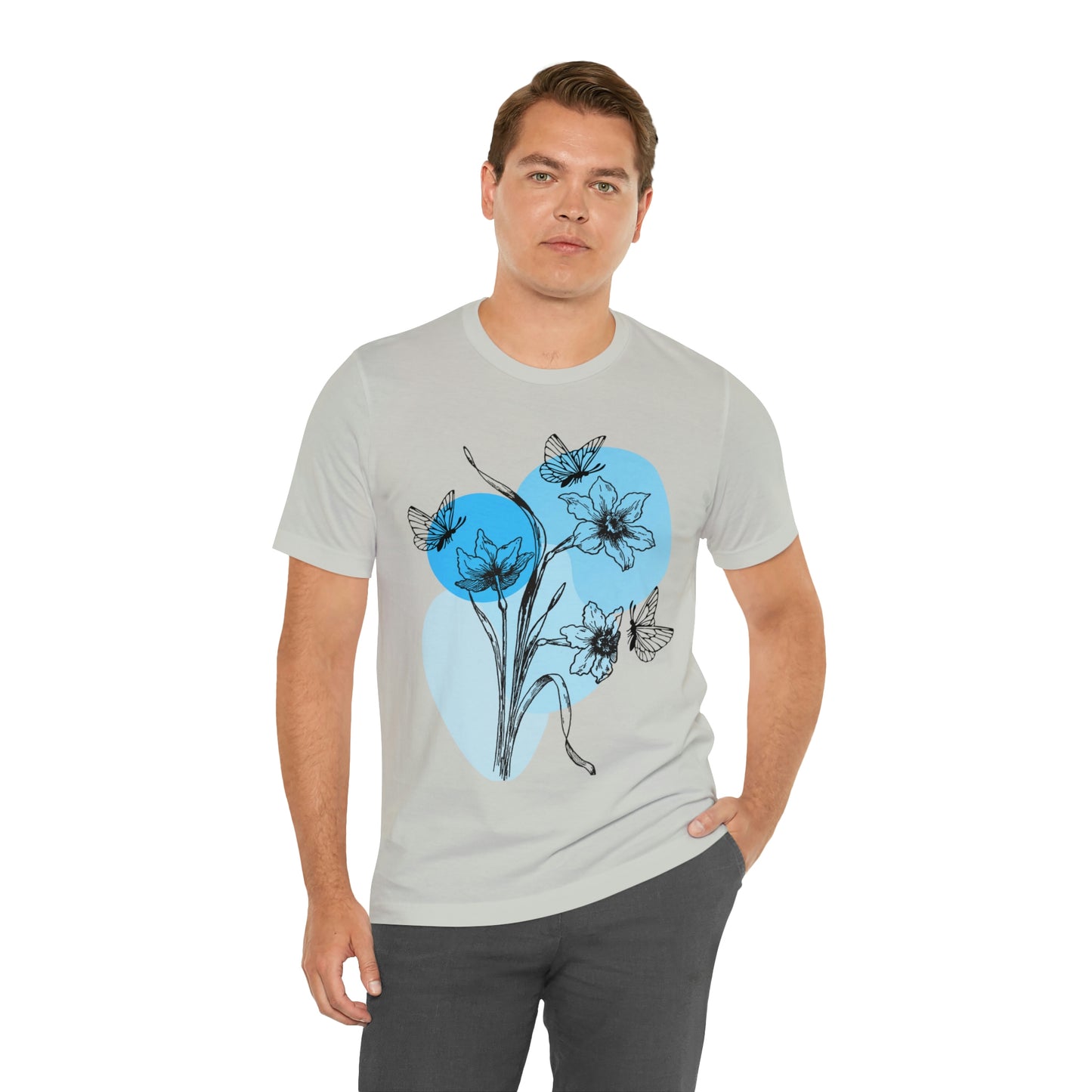 Blue Themed Line Art Unisex Jersey Short Sleeve Tee