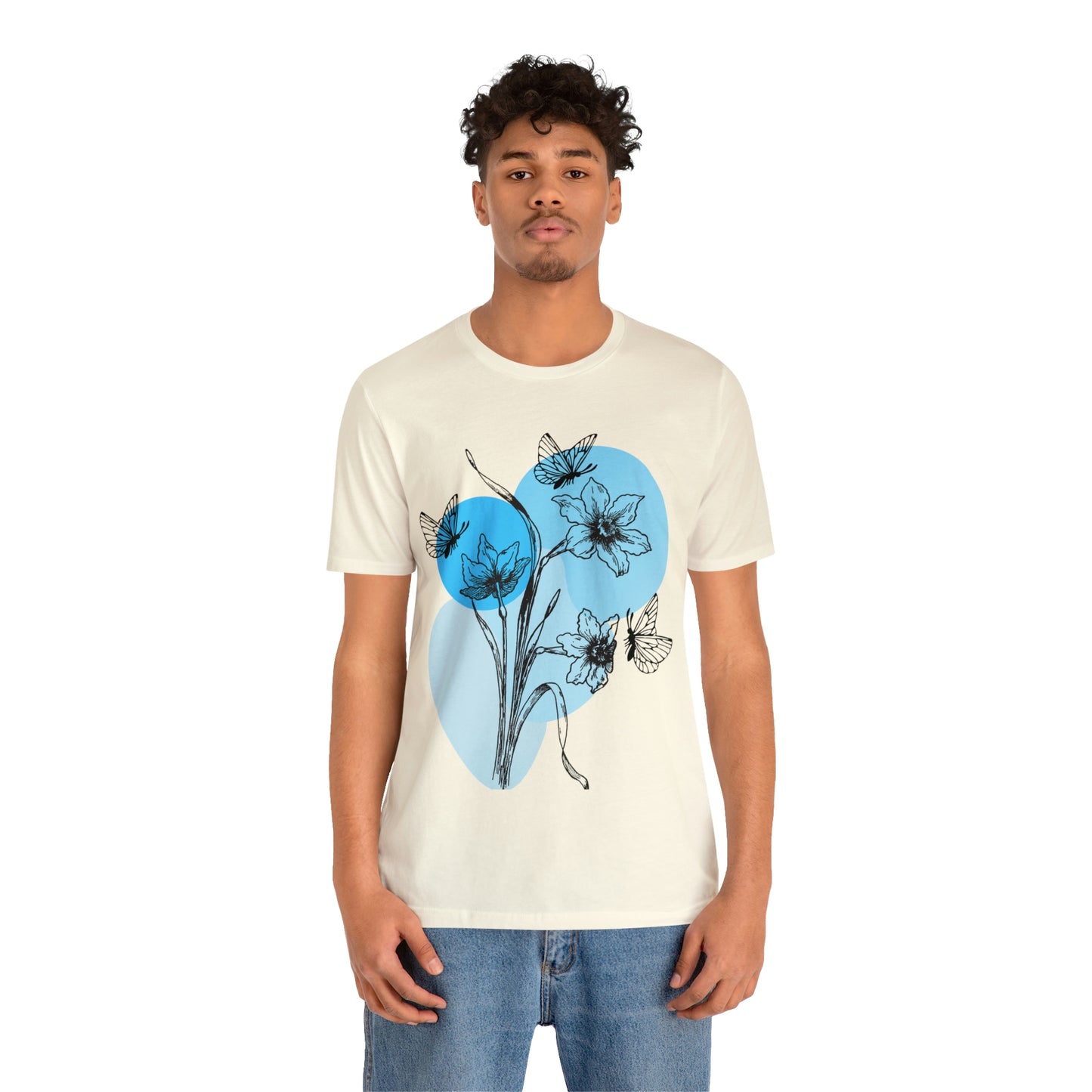 Blue Themed Line Art Unisex Jersey Short Sleeve Tee