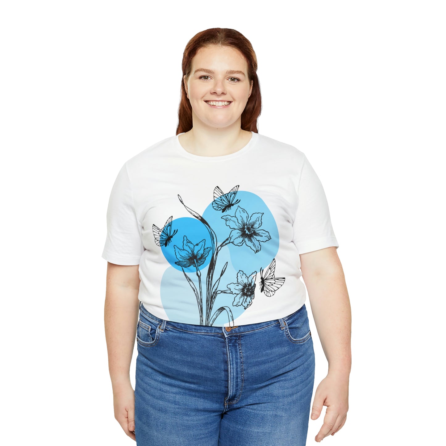 Blue Themed Line Art Unisex Jersey Short Sleeve Tee