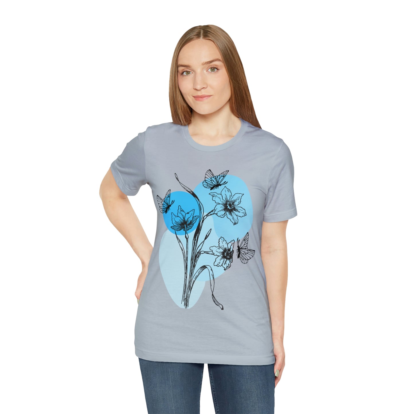 Blue Themed Line Art Unisex Jersey Short Sleeve Tee