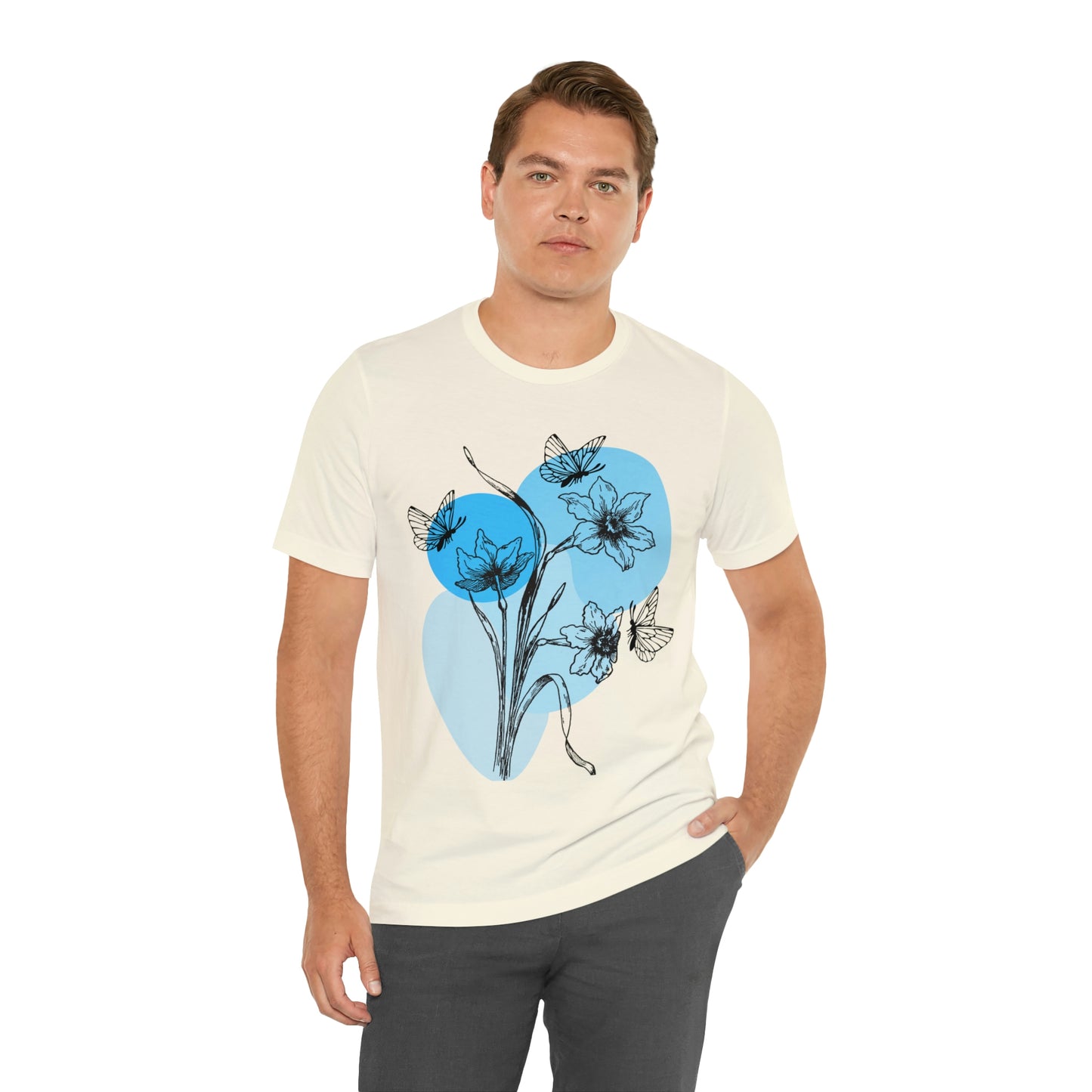 Blue Themed Line Art Unisex Jersey Short Sleeve Tee