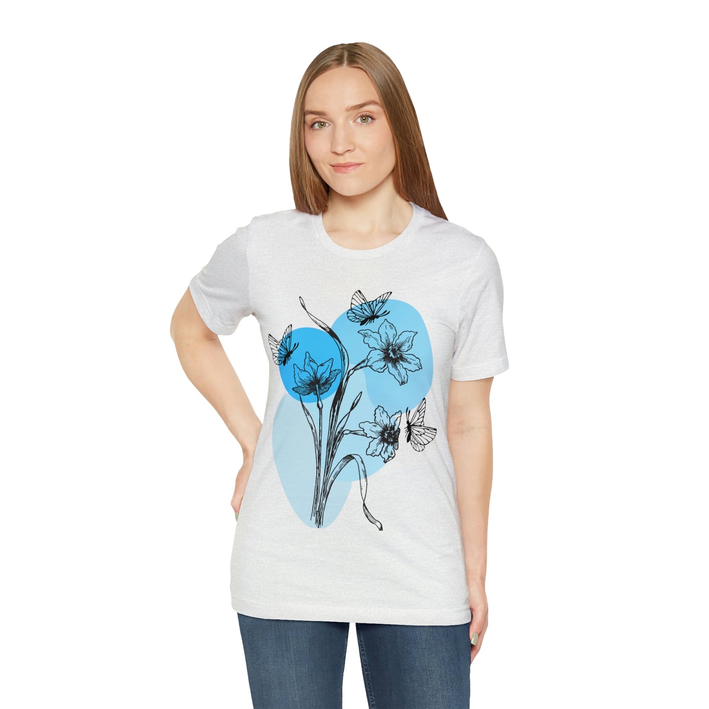 Blue Themed Line Art Unisex Jersey Short Sleeve Tee