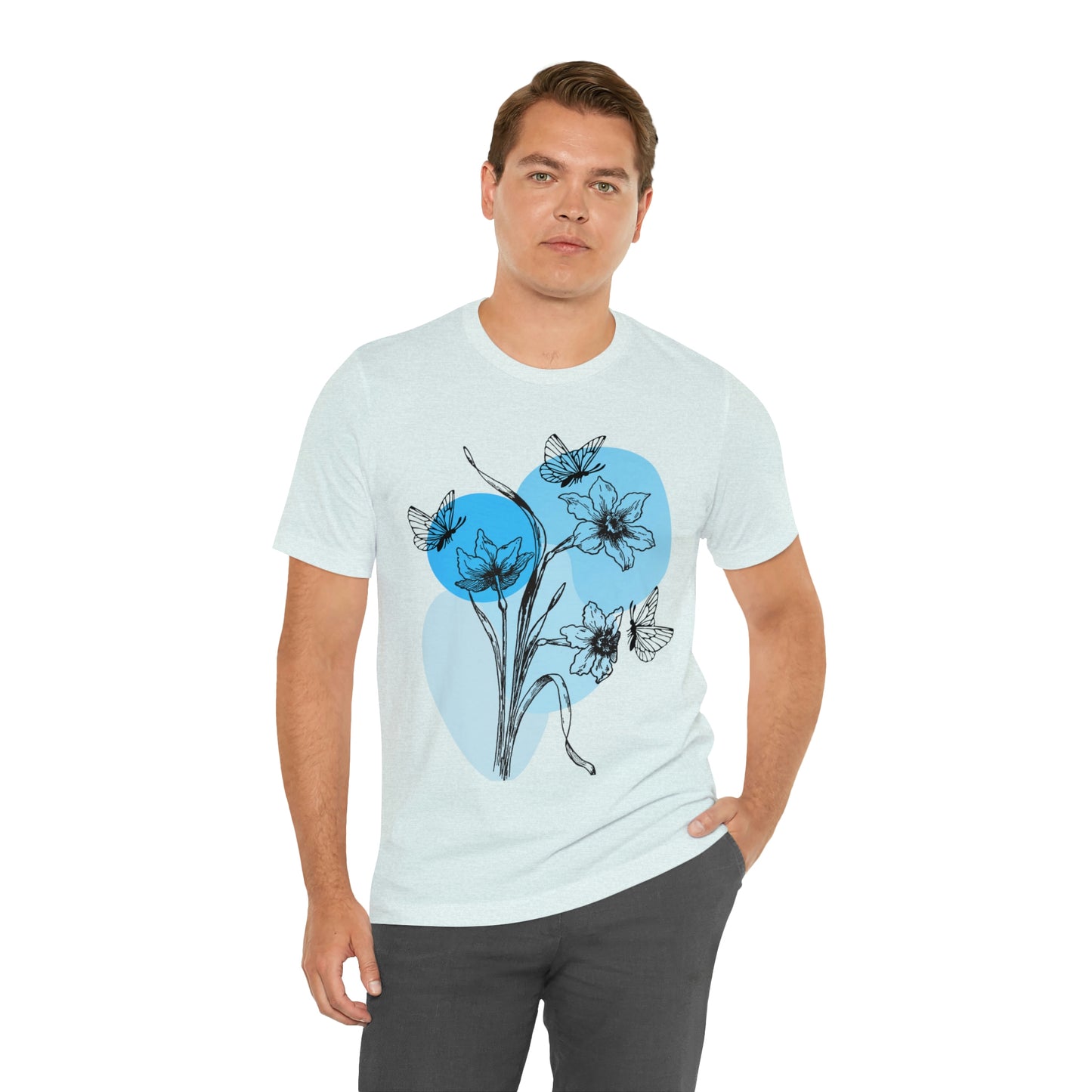 Blue Themed Line Art Unisex Jersey Short Sleeve Tee