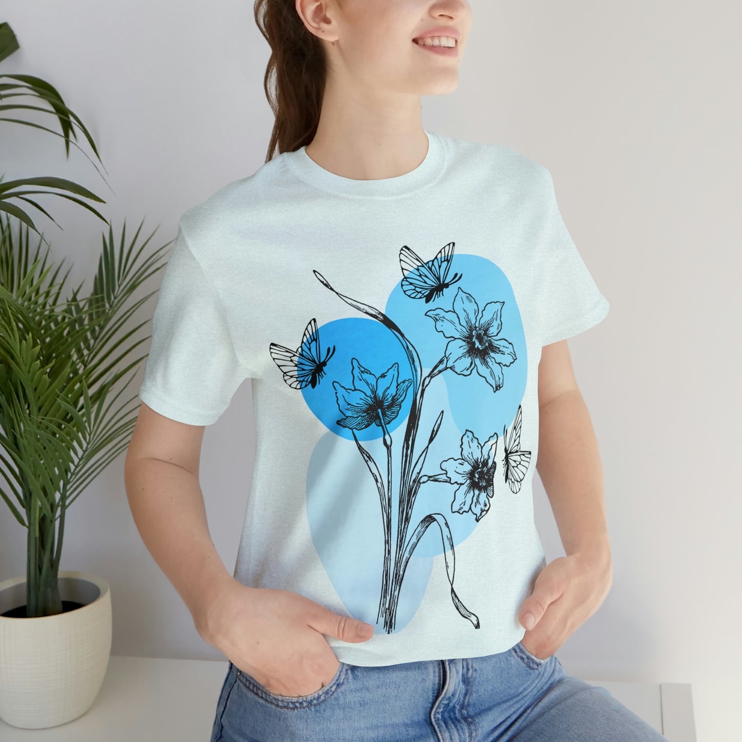 Blue Themed Line Art Unisex Jersey Short Sleeve Tee