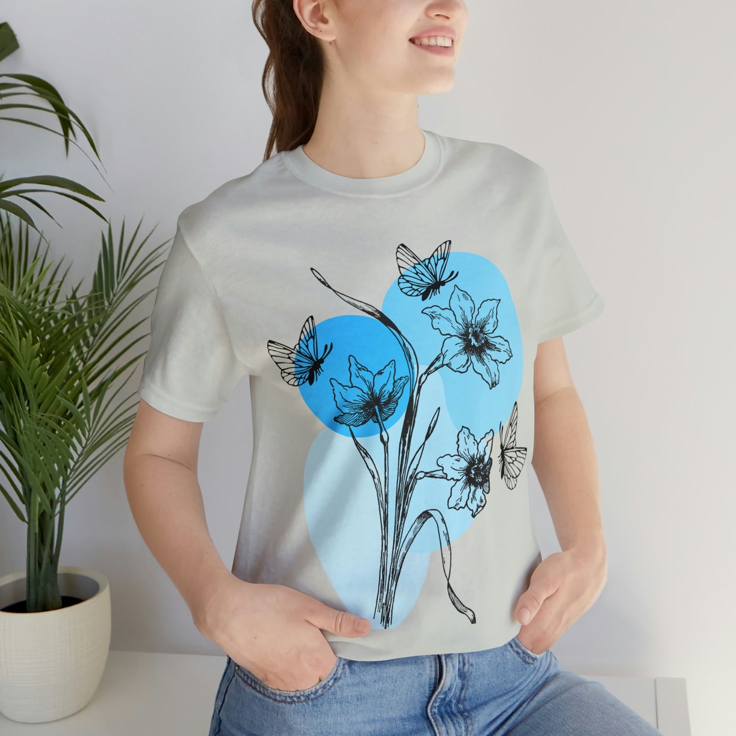 Blue Themed Line Art Unisex Jersey Short Sleeve Tee