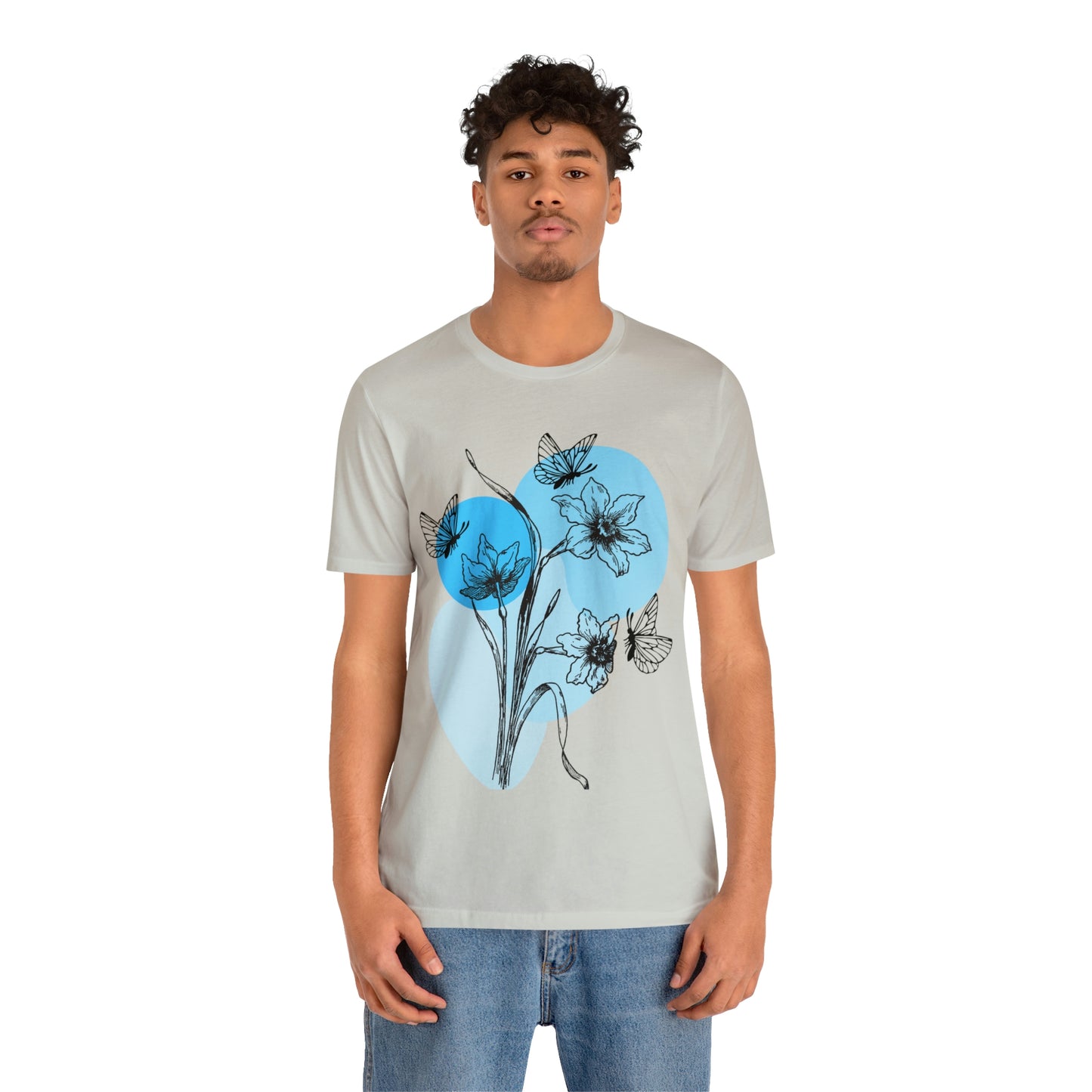 Blue Themed Line Art Unisex Jersey Short Sleeve Tee