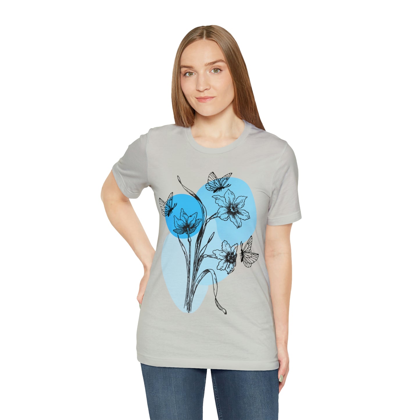 Blue Themed Line Art Unisex Jersey Short Sleeve Tee